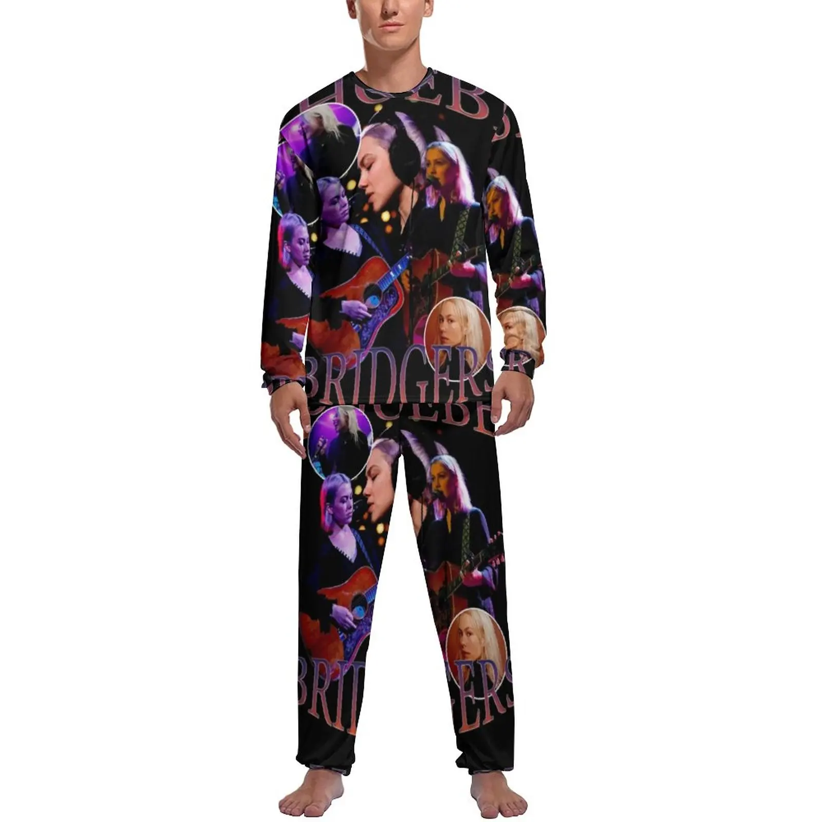 

Phoebe Bridgers Pajamas Autumn 2 Piece Music Homage Kawaii Pajamas Set Male Long-Sleeve Aesthetic Custom Nightwear