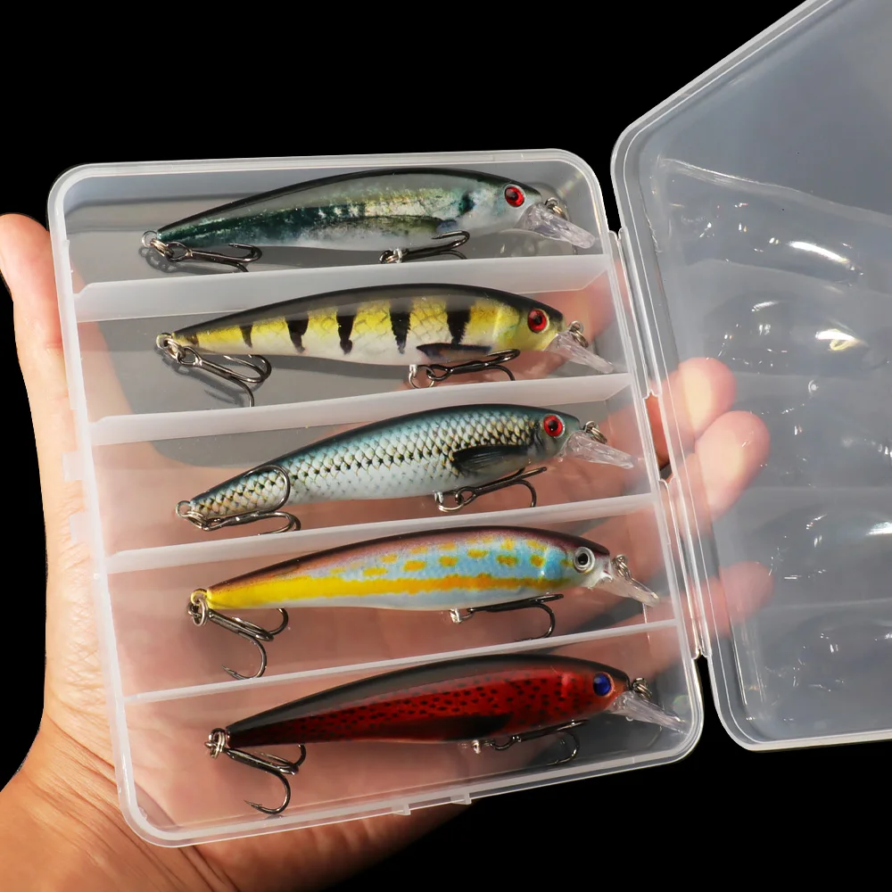 5 stücke Angeln Locken Set Sinking Minnow 11,5g 11 cm Köder Haken Wobbler Karpfen Angeln Tackle Box Rassel Cranbait pesca Kits Jerkbait
