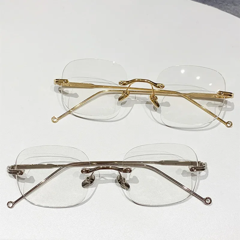 Unisex Fashion  Anti Blue Light Glasses Clear Glasses Computer Glasses WYB Style Rimless Eyeglasses Plain Eyewear Face Decor