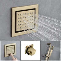 ชุดฝักบัวอาบน้ำแบบติดเพดานสีดำ M Boenn 6 ฟังก์ชั่น สำหรับคู่รัก พร้อมลำโพงเพลงในตัว ก๊อกน้ำร้อนน้ำเย็นสำหรับห้องน้ำ 6