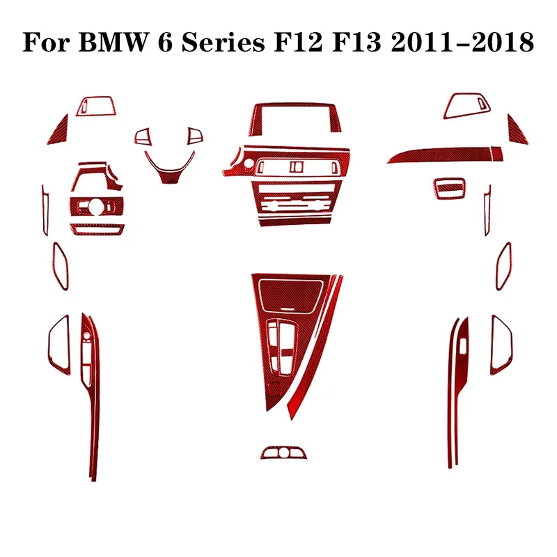 

For BMW 6 Series F12 F13 Coupe Covertible 2011- 2018 Carbon Fiber Various Parts Red Stickers Car Interior Decorative Accessories