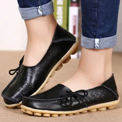 Women Shoes Women Flat Shoes Soft Leather Casual Flats Shoes Summer Black Loafers Women's Moccasins Zapatos Mujer Ballet Flats