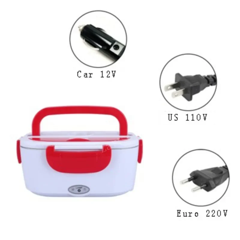 Electric Food Warmer Portable 12/24V/110/220V Dual Use Home Truck Car Electric Heating Lunch Box Rice Food Warmer Container for Travel School Office