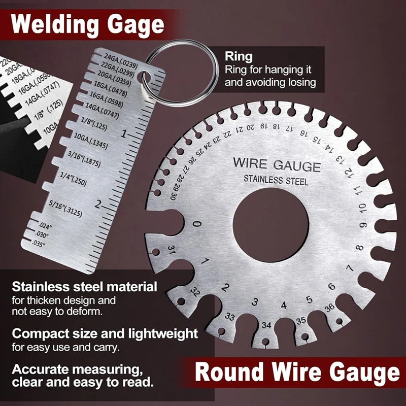 A83I-6PCS Welding Slag Removal Tool Set MIG Welding Pliers Set With Metal Plate Thickness Gauge Gloves Wire Gauge
