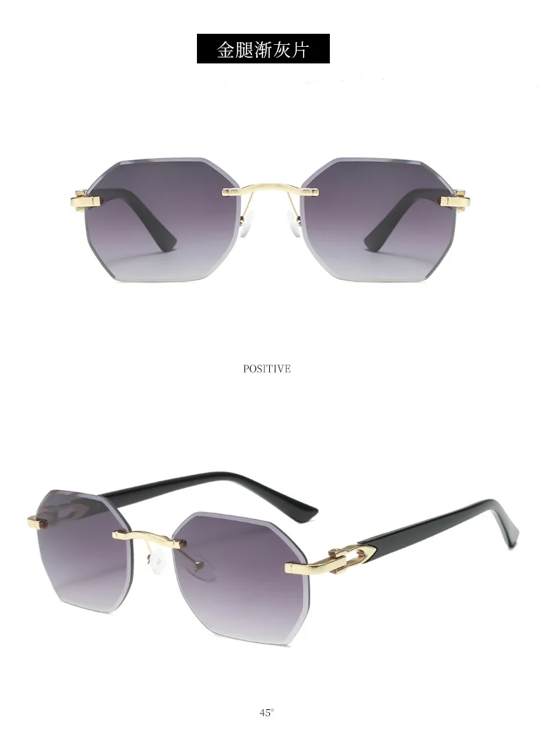 Fashionable Trendy Women Men Square Sunglasses Frameless Rectangular Sunglasses Gradient Sun Glassesfor Daily Life ﻿ – Detail 17