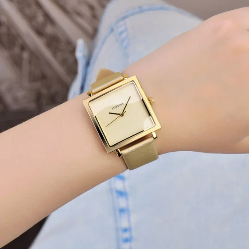 Hranatý ženy hodinky kůže pás křemen hodinky elegantní dámy šaty podnikání wristwatches jednoduchý vodotěsný reloj mujer