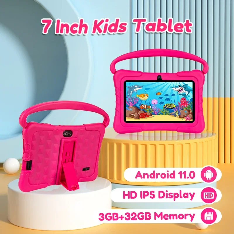 Kids Tablet, 7 inch Tablet for Kids, 32GB ROM 2GB RAM Android 11.0 Toddler Tablet with 2.4G WiFi, GMS, Eye Protection Screen