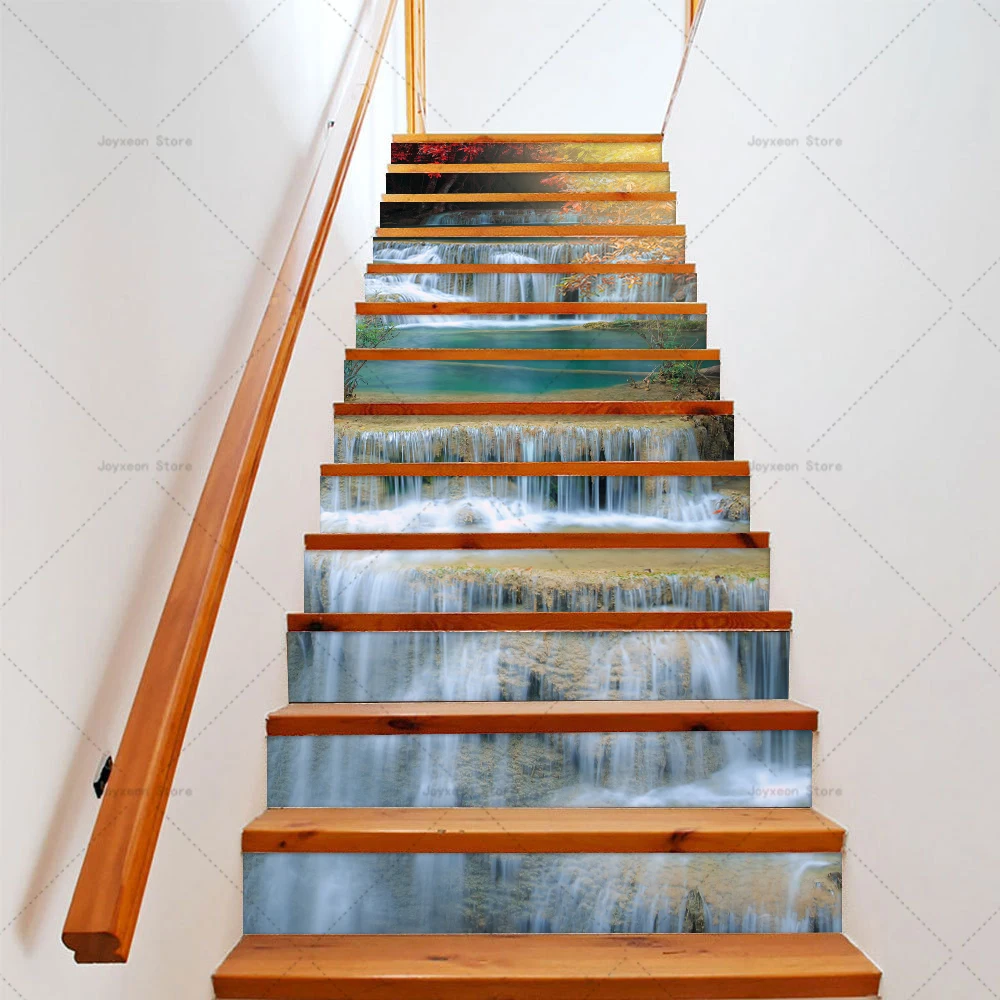 Floor Stickers 3D Landscaping Staircase Vinyl PVC Waterproof Self-Adhesive Dustproof 6pcs & 13pcs