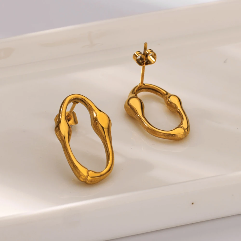 Gold Irregular Ushaped Stud Earrings For Women