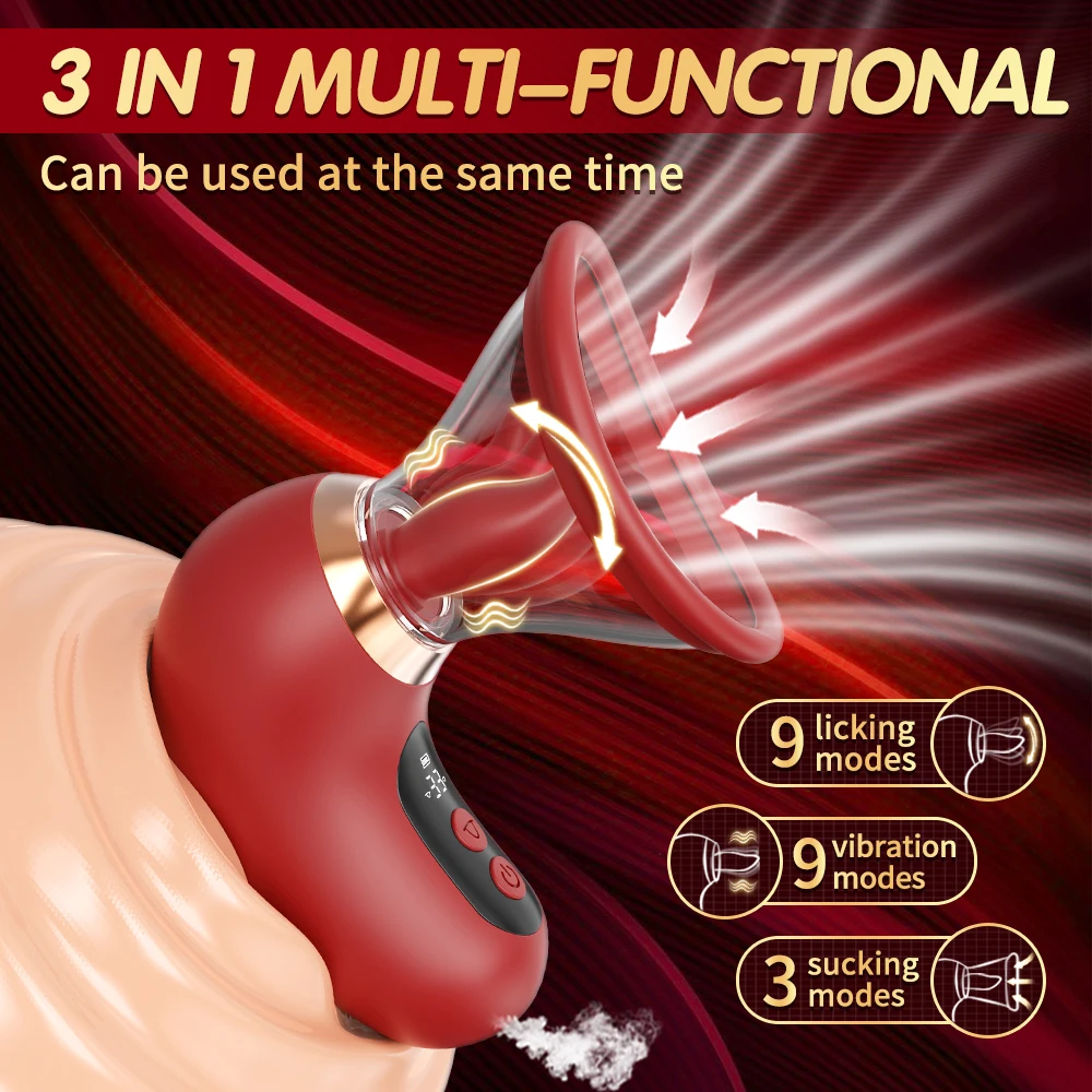 Tongue Licking Vacuum Sucking Vibrator Women Clit Sucker Nipples Breast Massager Removable Cup Female Masturbation Sex Toy