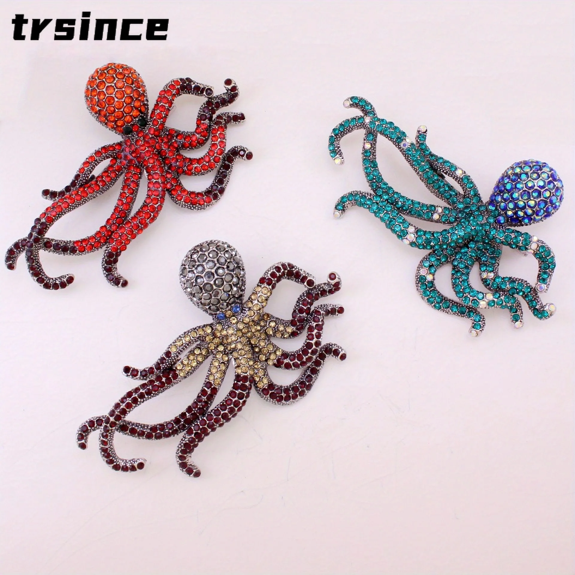 Broche De Pulpo Con Diamantes De Imitación, Broche De Pulpo