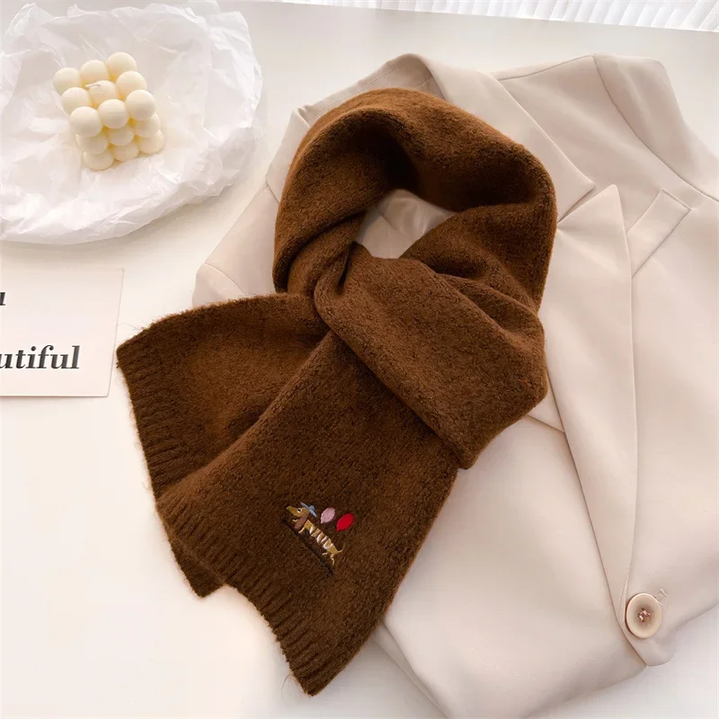 Bufanda de punto de diseño para hombre y mujer, chal cálido de invierno con estampado de perro, de moda, grueso, para el cuello, suave, resistente al frío, bufanda Burberry
