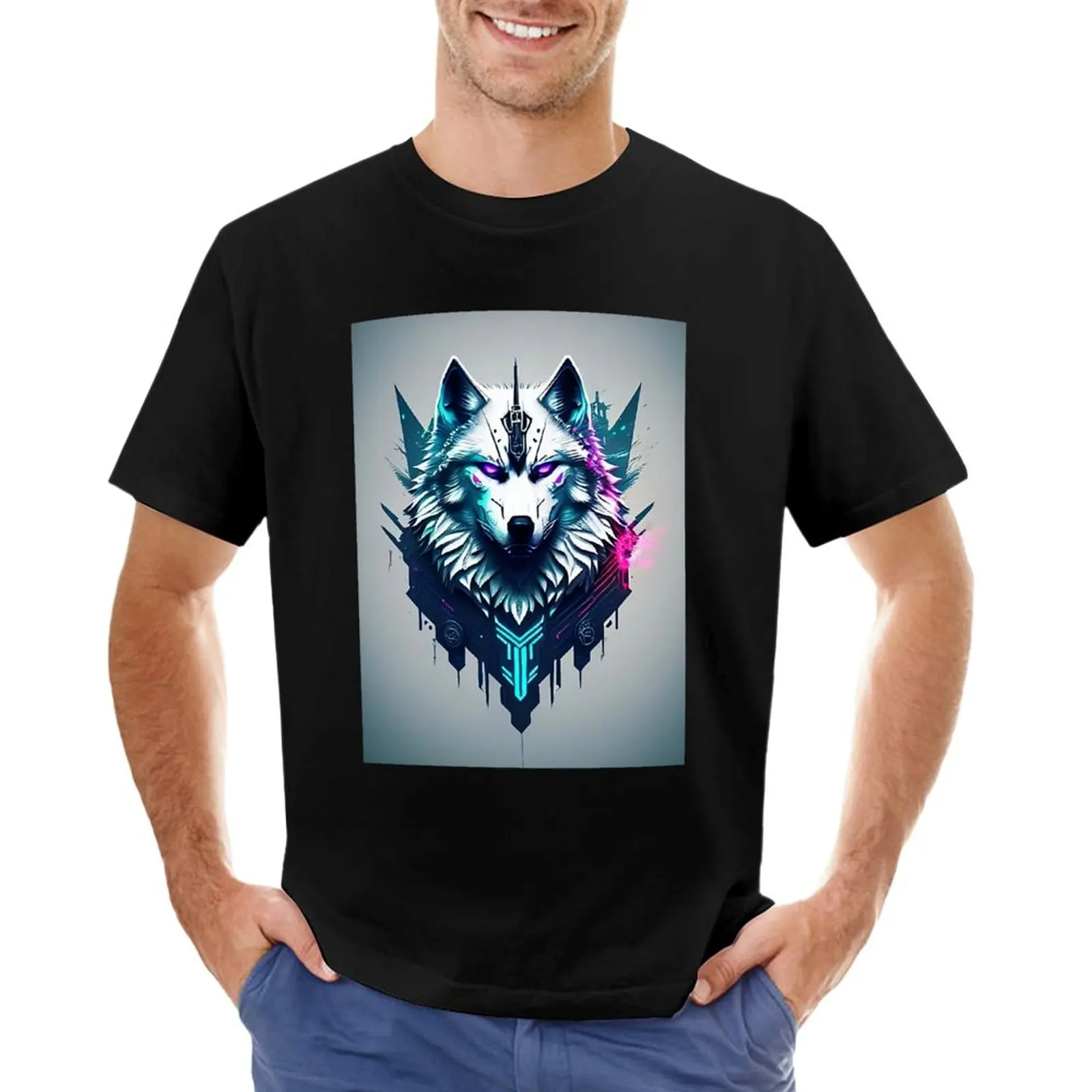 

Cyberpunk White Wolf Armored T-Shirt Short t-shirt mens graphic t-shirts