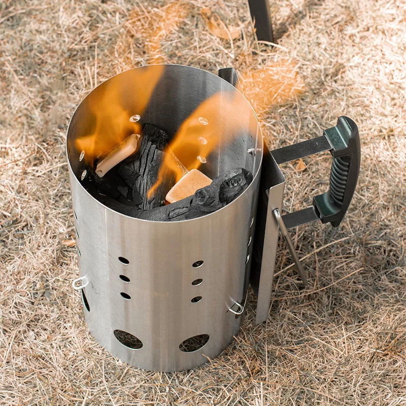 Chimney Starter Stainless Steel Portable Efficient Charcoal Starter Barrel for Barbecue Camping Picnic Charcoal Chimney