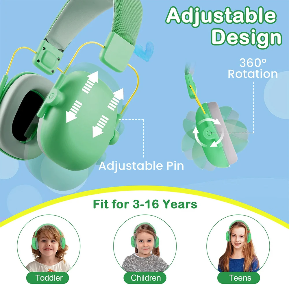 YHKEMA Child Earmuffs 3-15 Years Old Kid Hearing Protection，Safety Earmuffs Noise Reduction for Sleep Study Children Earphone