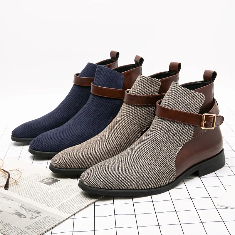 Golden Sapling Casual Business Boots Men Fashion Leathe Shoes Leisure Flats Platform Men's Chelsea Boot Office Dress Party Shoe