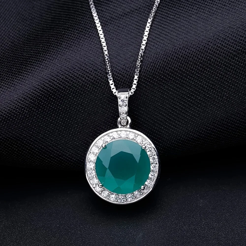 

brand genuine real jewels Light Luxury s925 Silver Green Agate Straight Fashion High Sense Inlaid Natural Color Treasure Necklac