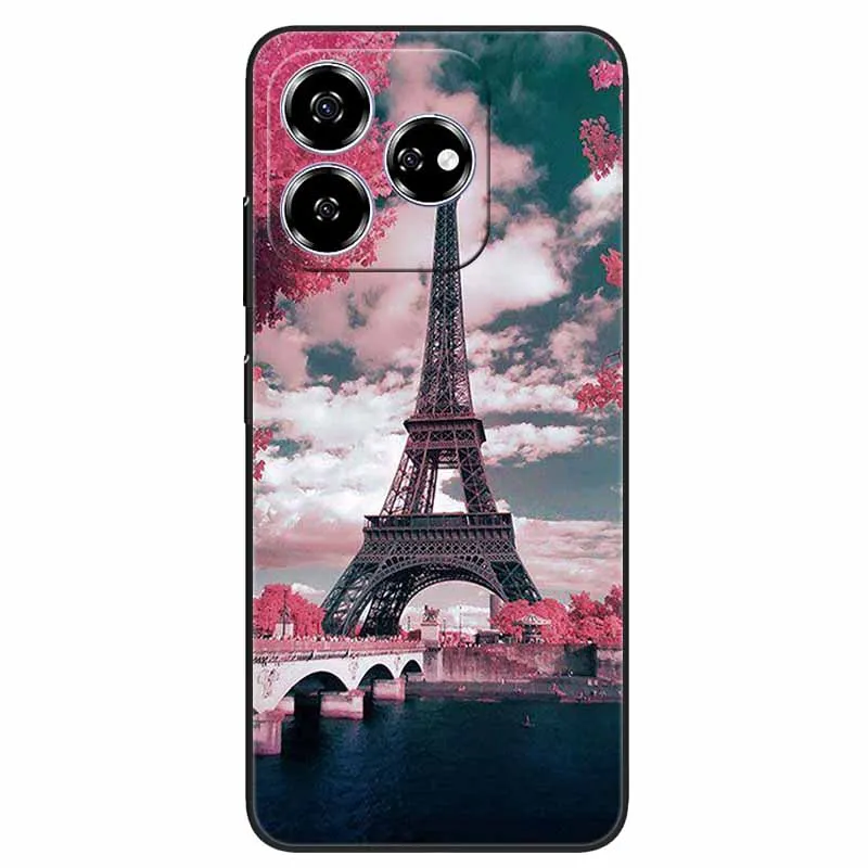 Stylish Black TPU Soft Silicone Phone Cover with Artistic Design