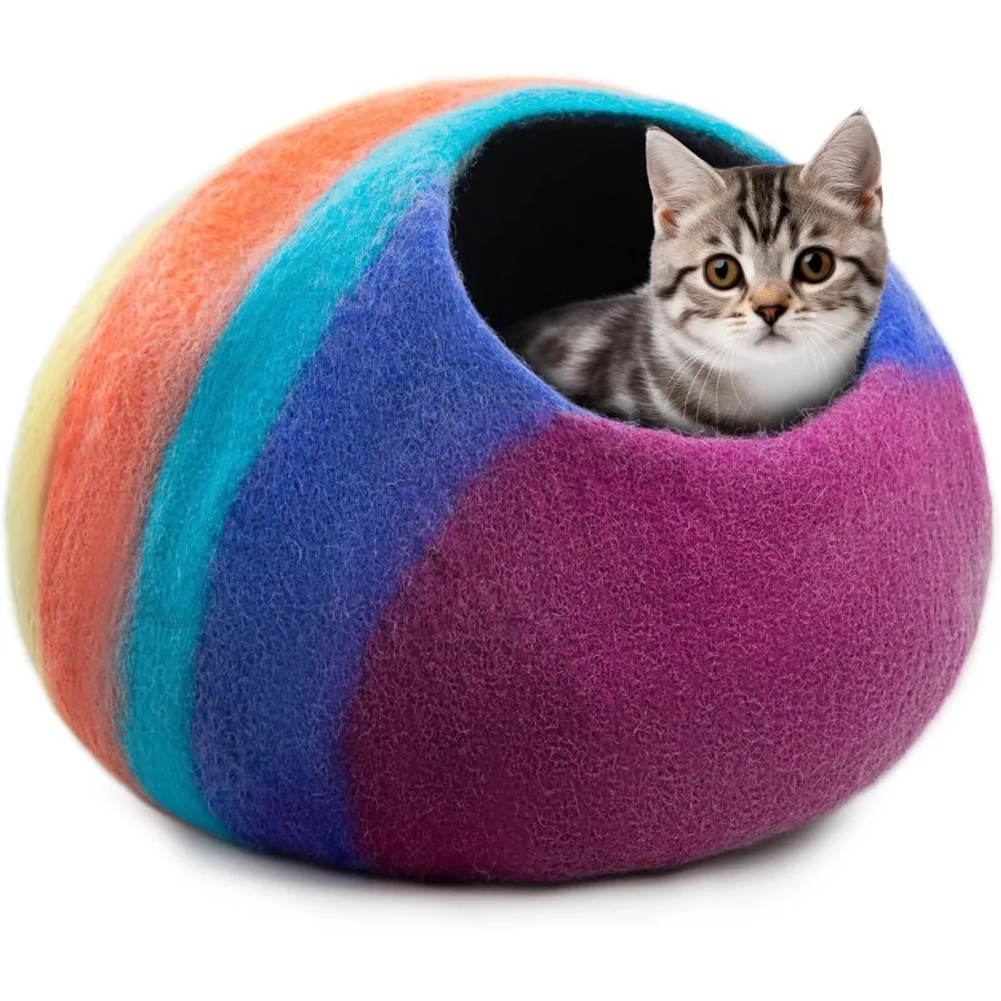 EcoFriendly Merino Wool Cat Cave Bed