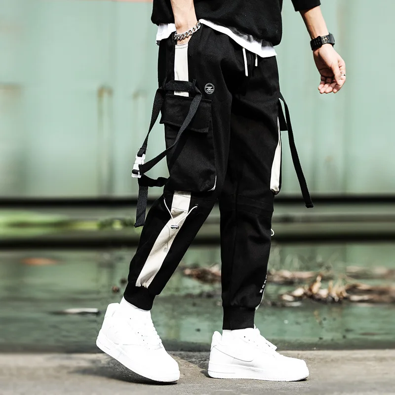 Prowow Men Multi Pockets Cargo Harem Pants Hip Hop Casual Male Track Pants Joggers Trousers
