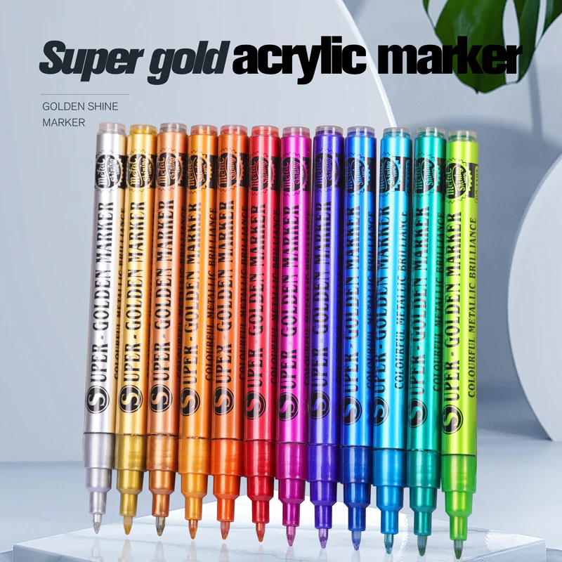 18Color Metallic Paint Pens Glitter Markers,Super Golden