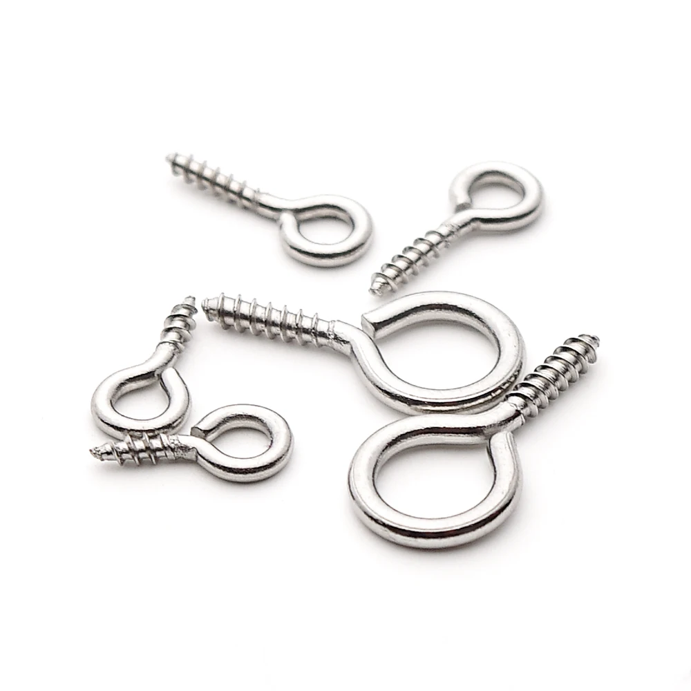 100pcs SS304 Stainless Steel Tiny Mini Eye Pins Eyepins Hooks Eyelets