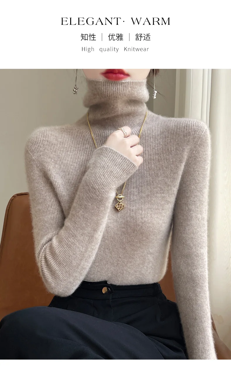 Description Picture 2 of item2024 New Cashmere sweater Women Turtleneck Pullover Autumn And Winter New Cashmere Sweater Women Casual Knit Top