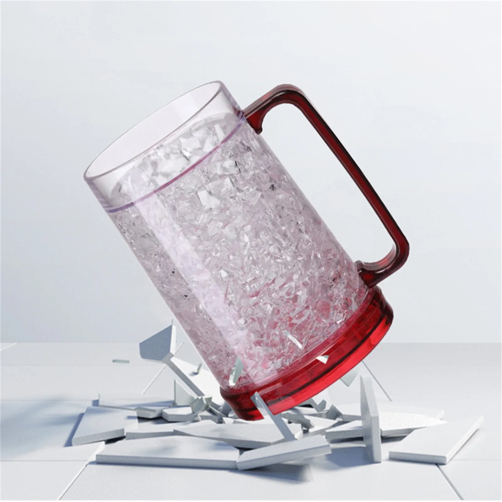 Summer Ice Cup Solid Color Ice Beer Drink Doublelayer Gel Plastic