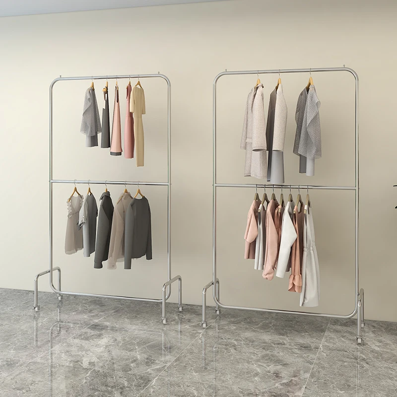 

Garden Pole Balcony Clothes Rack Storage Designer Shop Wheels Boutique Clothes Hanger Balcony Floor Kledingrek Hall Furniture