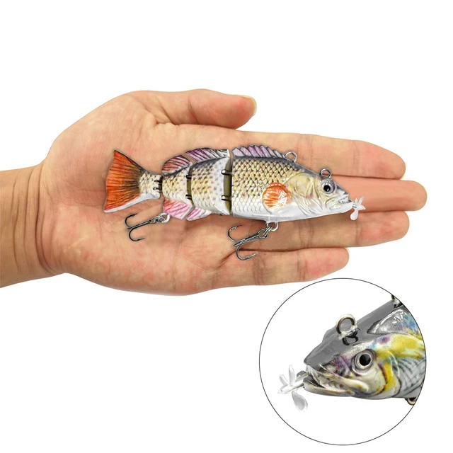 5.12inch/13cm Robotic Fishing Lures Multi Jointed 4 Segments Electric Lure  USB Rechargeable light Bait Isca Eletrica Pesca