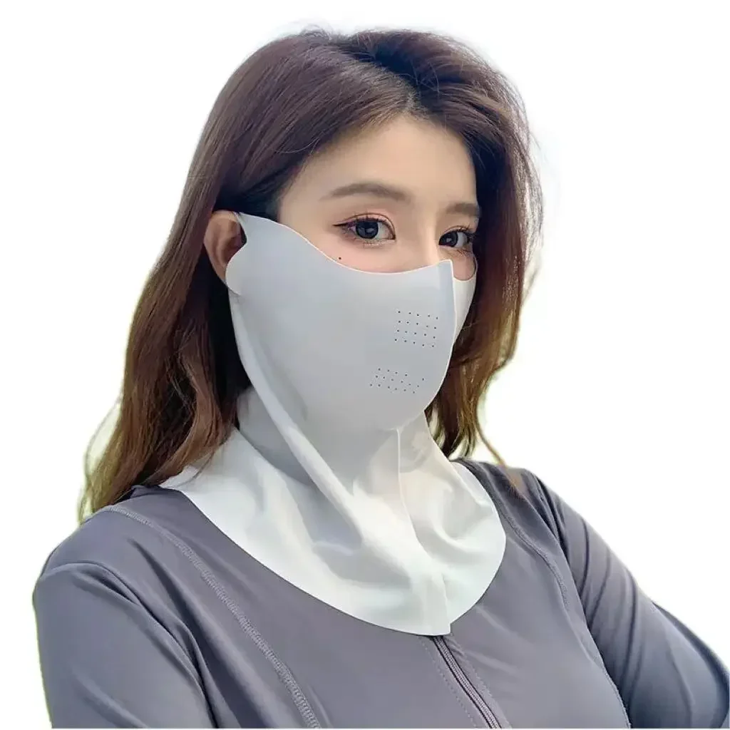 Breathable Ice Silk Full Face Sunscreen Mask - UPF 50+ UV Protection