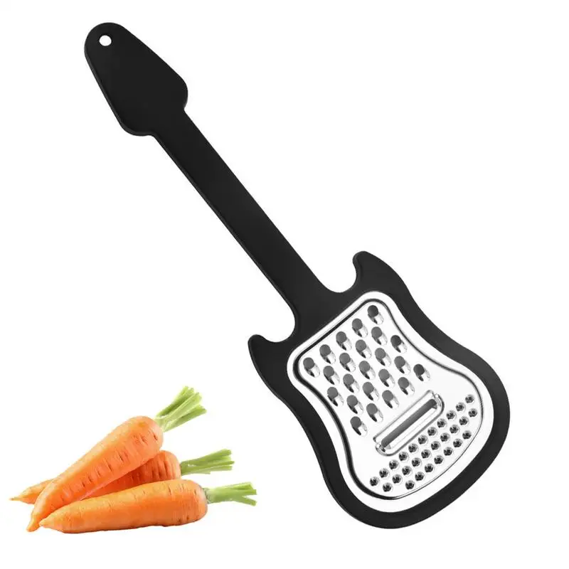 Handheld Fruit Grater Stainless Guitar Shape Metal Cheese Grater Comfortable Grip Kitchen Fruit Pulp Crusher Gadgets