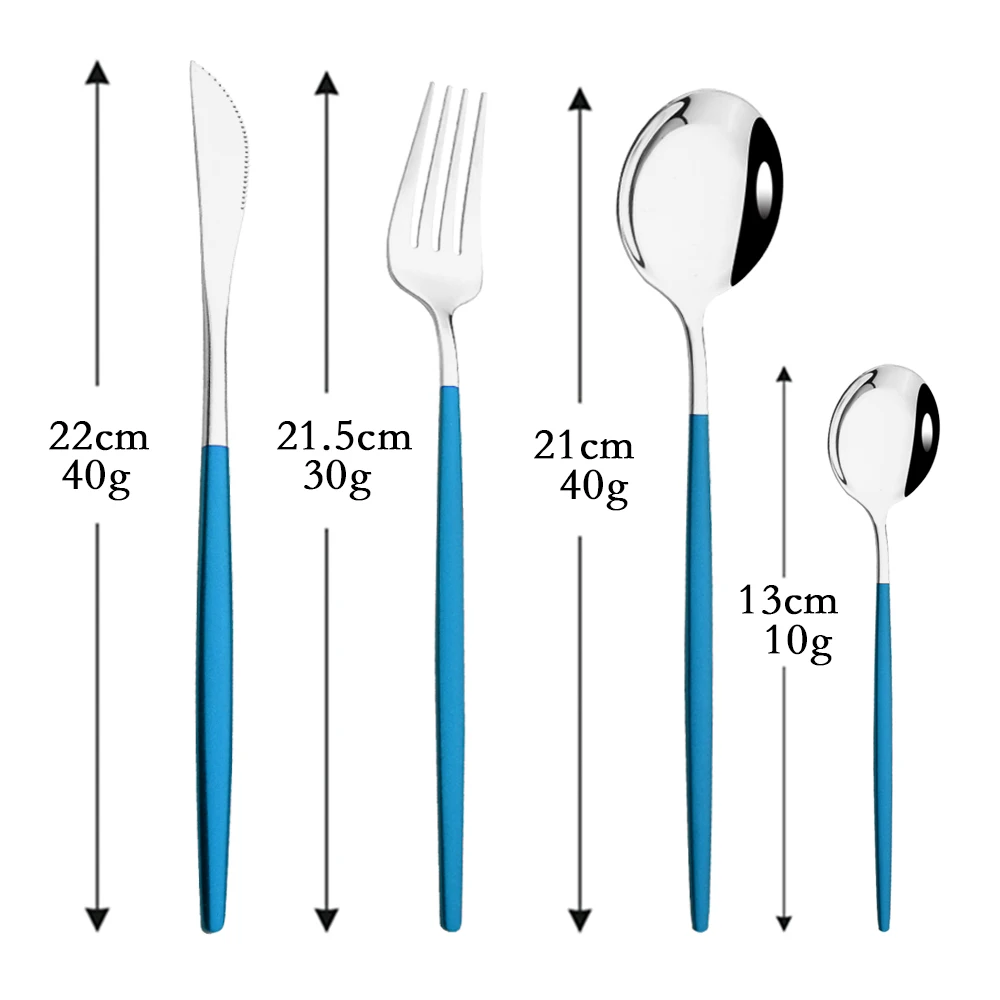 4Pcs Blue Silver
