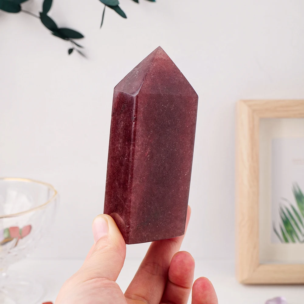 Wholesale Natural Healing Stone Strawberry Quartz Big Size Crystal Point Magic Wand 1kg 1-3pcs