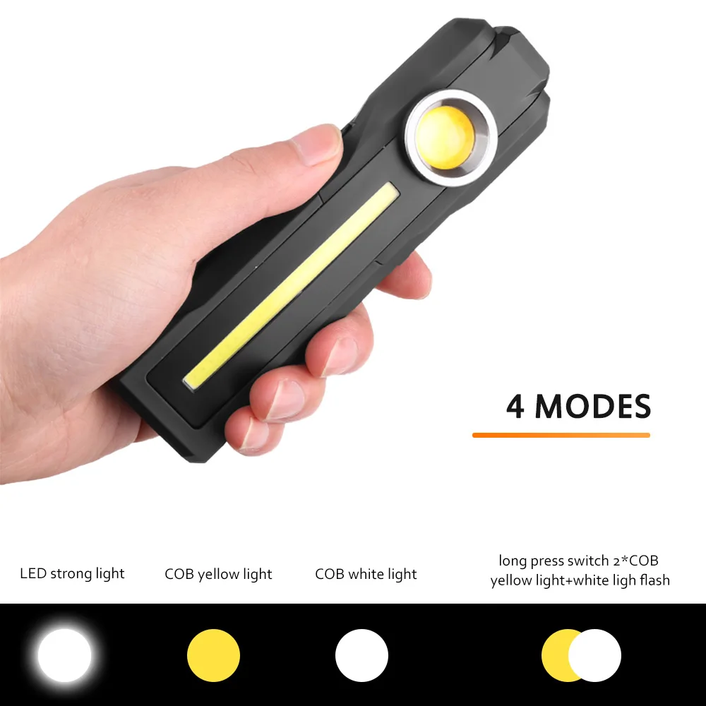 Magnetic COB Flood Working Light Portable LED Flashlight USB Rechargeable 4 Lighting Modes Emergency Torch Repair Lamp With Hook led flood light work lamp