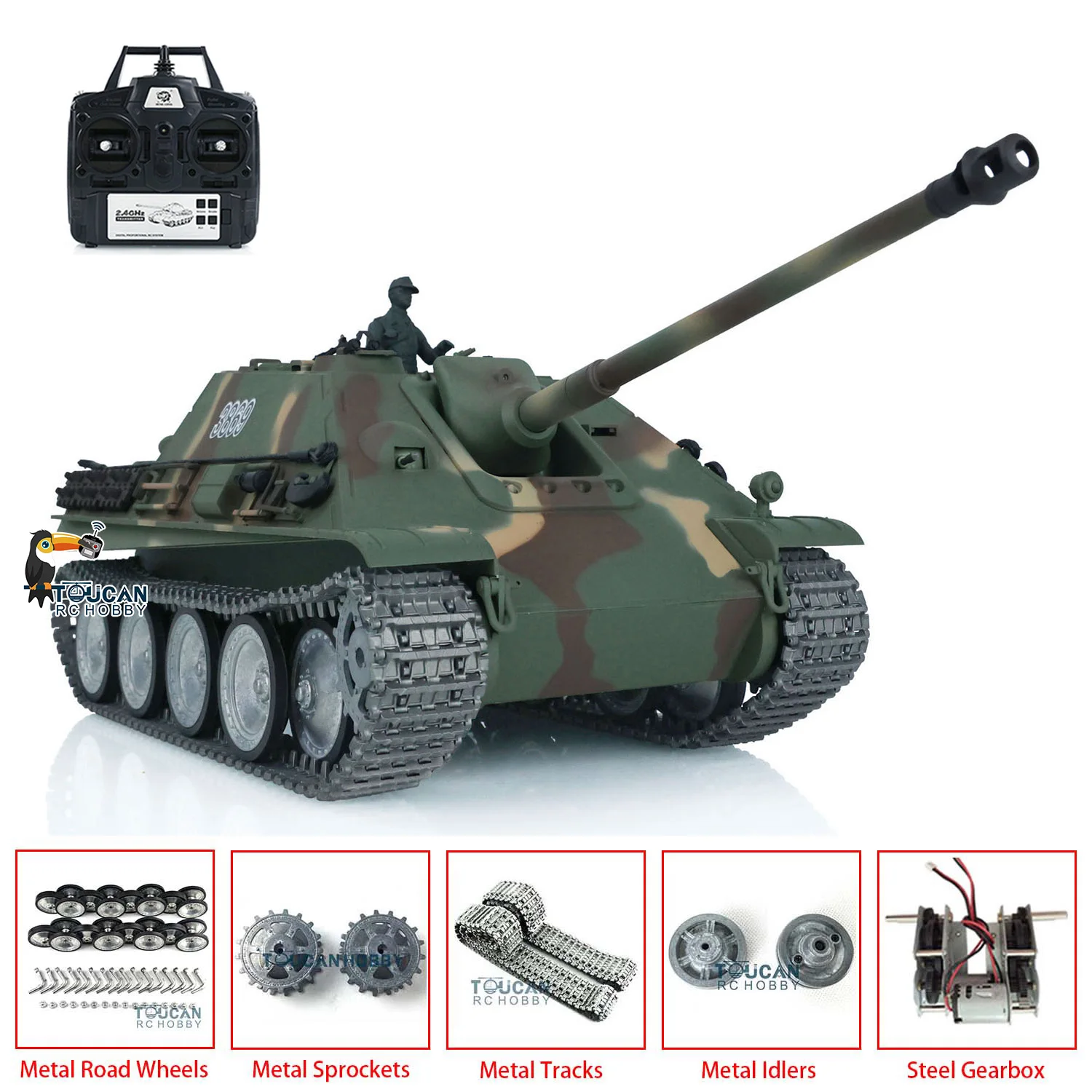 헝롱 1/16 스케일 7.0 RC 탱크 커스텀 자드팬더 탱크 RTR 3869 메탈 트랙 휠 기어박스 RC 장난감 TH17441