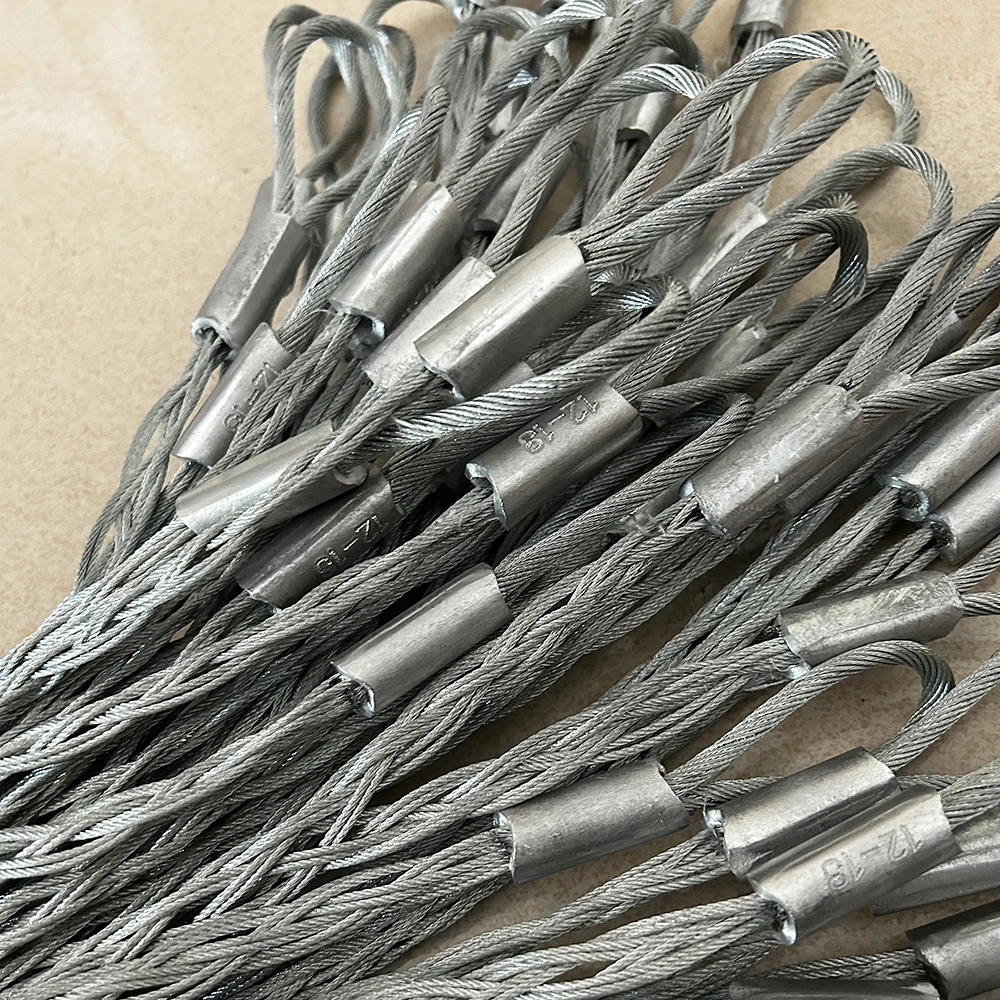 luva de aço galvanizada da rede da tração da orelha dobro da tração do lado do cabo óptico do cabo da construção de energia da luva líquida de hv lv do cabo