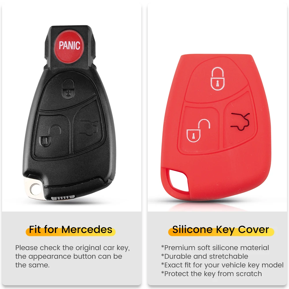 KEYYOU For Mercedes-Benz CL55 CL600 CL65 C230 C240 C280 C320 3 Button Silicone Remote Key Cover Protector Shell Case Fob - 2