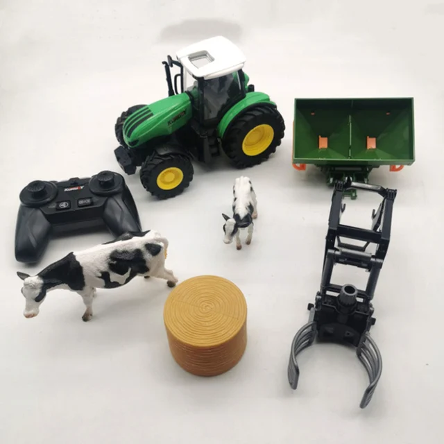 RC Farm Tractors Car Trailer 2.4G Radio Controlled Cars Farming Simulator Truck Miniature Farmer Animal Model Toys Children Boy 2