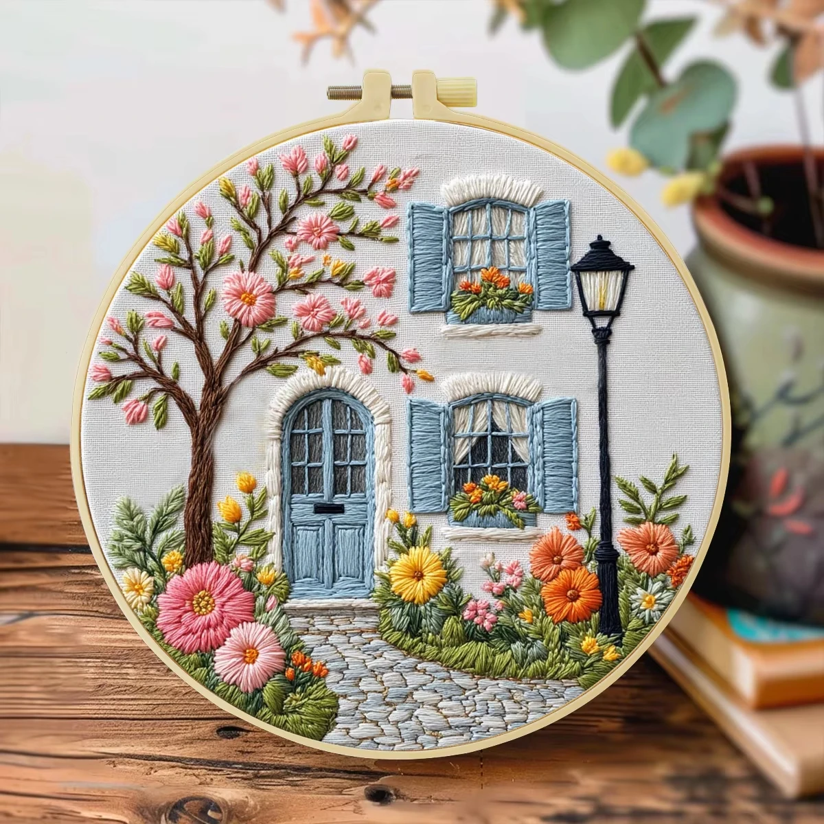 DIY Embroidery Starter Kit - 'Garden in Front of the Door' Art