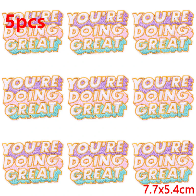 Description Picture 4 of item5PCS/Lots Cartoon Letters Embroidered Patches For Clothing TV/Book Patch Badges DIY Iron On Patches On Clothes Applique Stickers