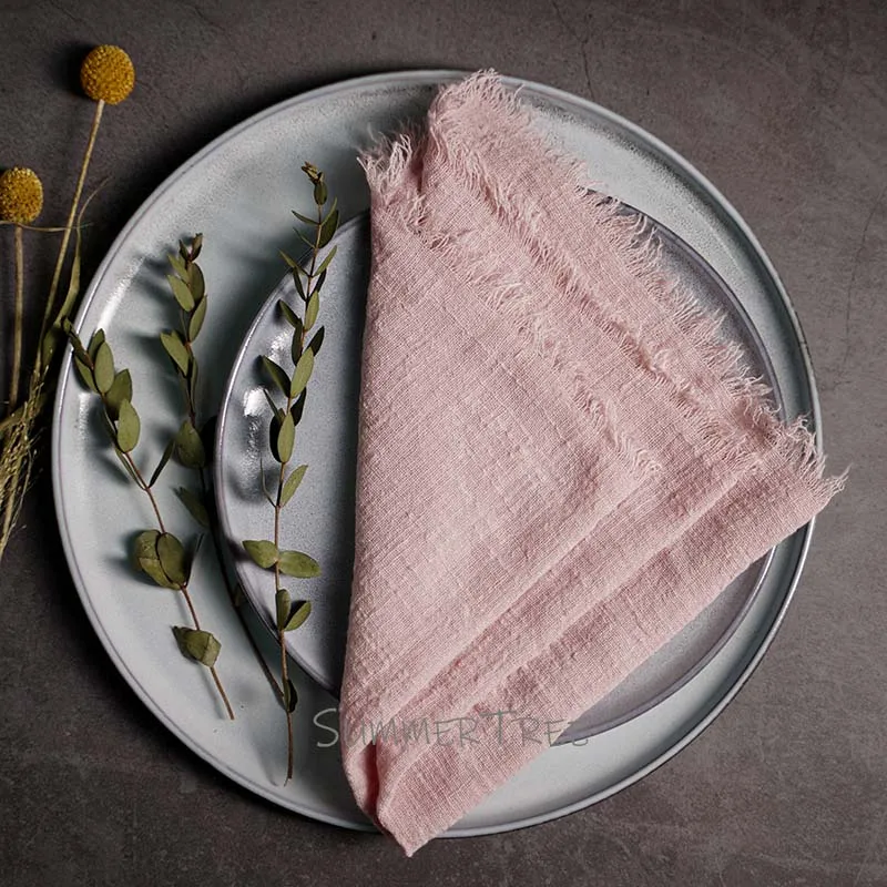 Rustic Cotton Gauze Napkins - Vintage-Style Tea Towels for Elegant Table Decoration