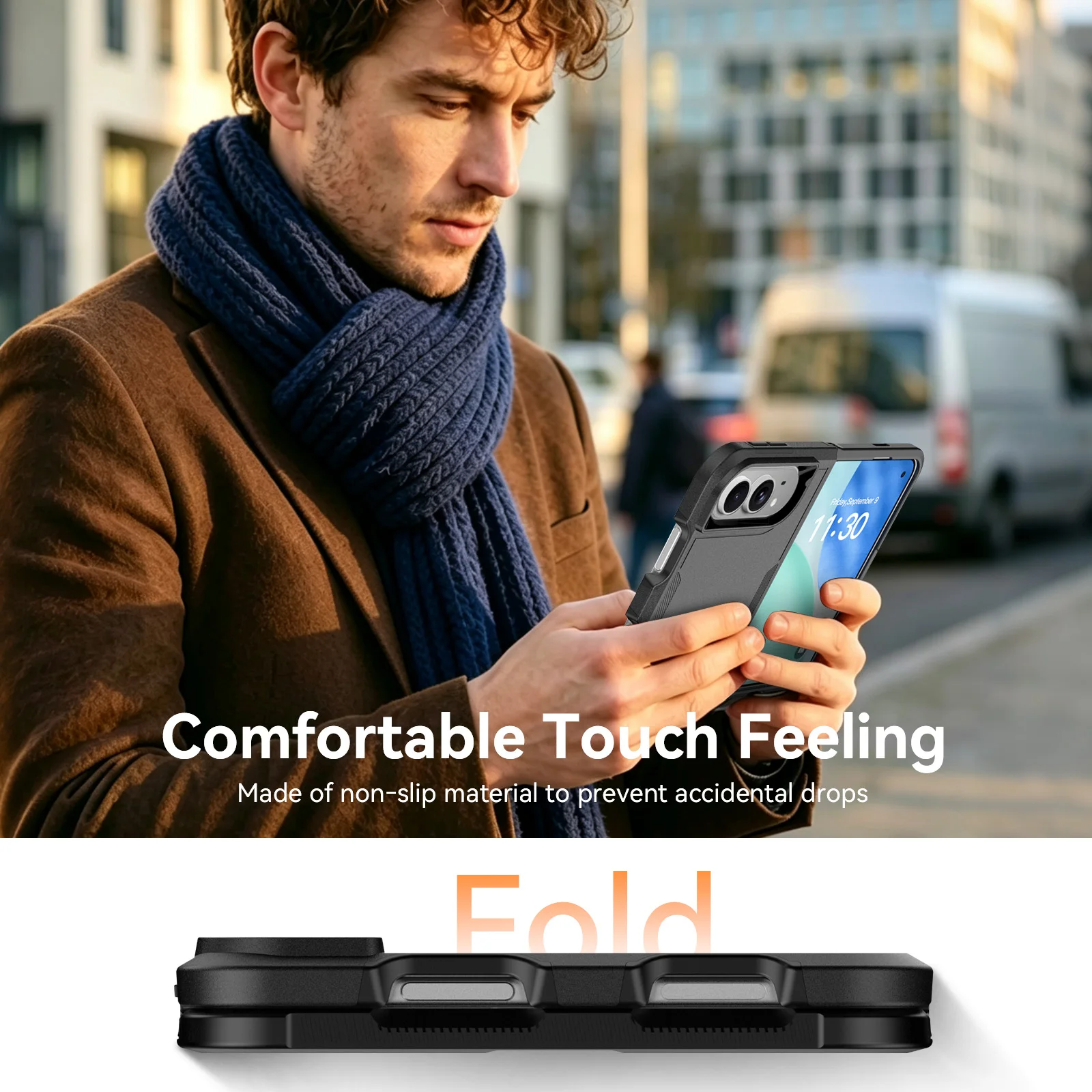 Futuristic DUO Armor Anti-Fall Folding Phone Case - Available in Red, Black, Blue, and Green