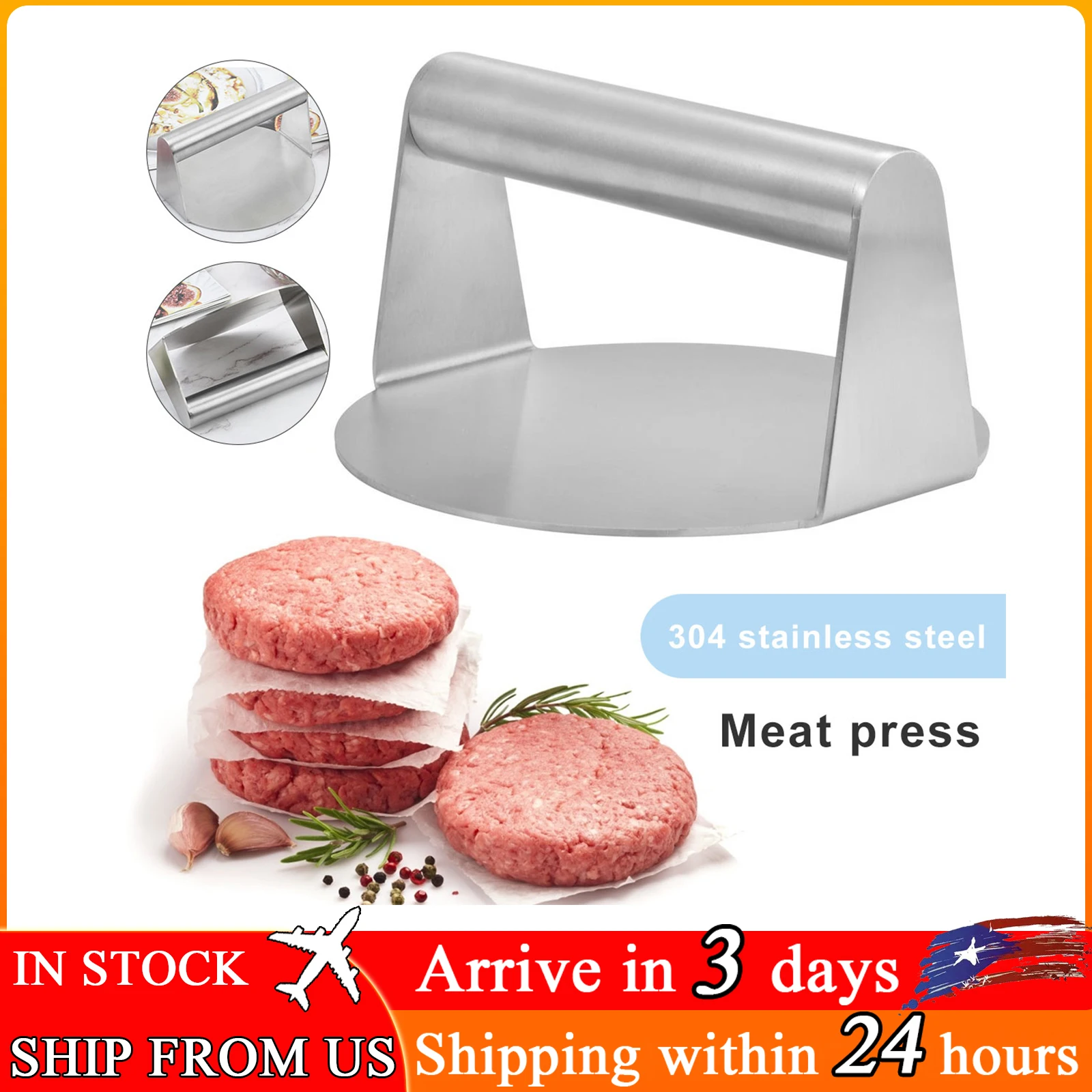 Burger Press Non-Stick Burger Pattie Press Hamburger Meat Round Grill Hamburger Patties Bacon BBQ Kitchen Tools