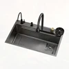 Flying Rain Waterfall Black Handmade Large Single Tank Vegetable Washing Basin Nano Multifunctional Stainless Steel Kitchen Sink 5