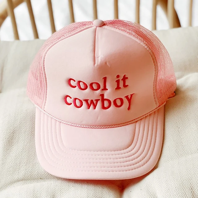 Cool It Cowboy Trucker Hut Girly Rosa Sommer Frau Sticken Mesh Cap Mom Hüte_voghion.com