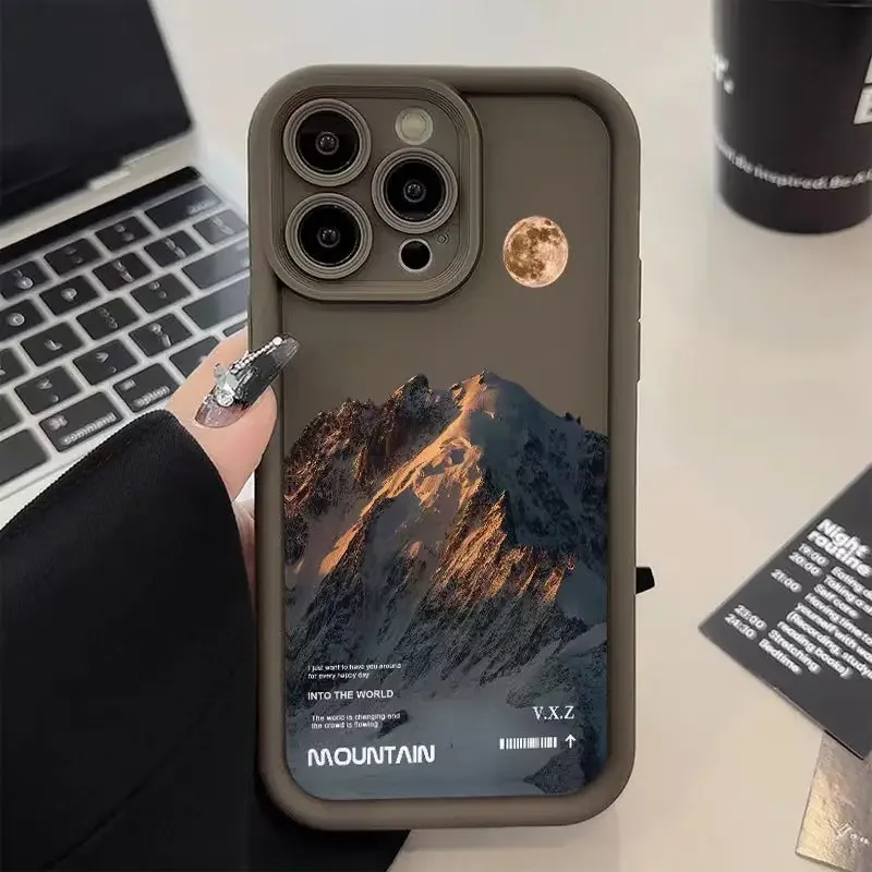Shockproof Pink Sunset Mountain Phone Case - Natural Scenery Soft Cover
