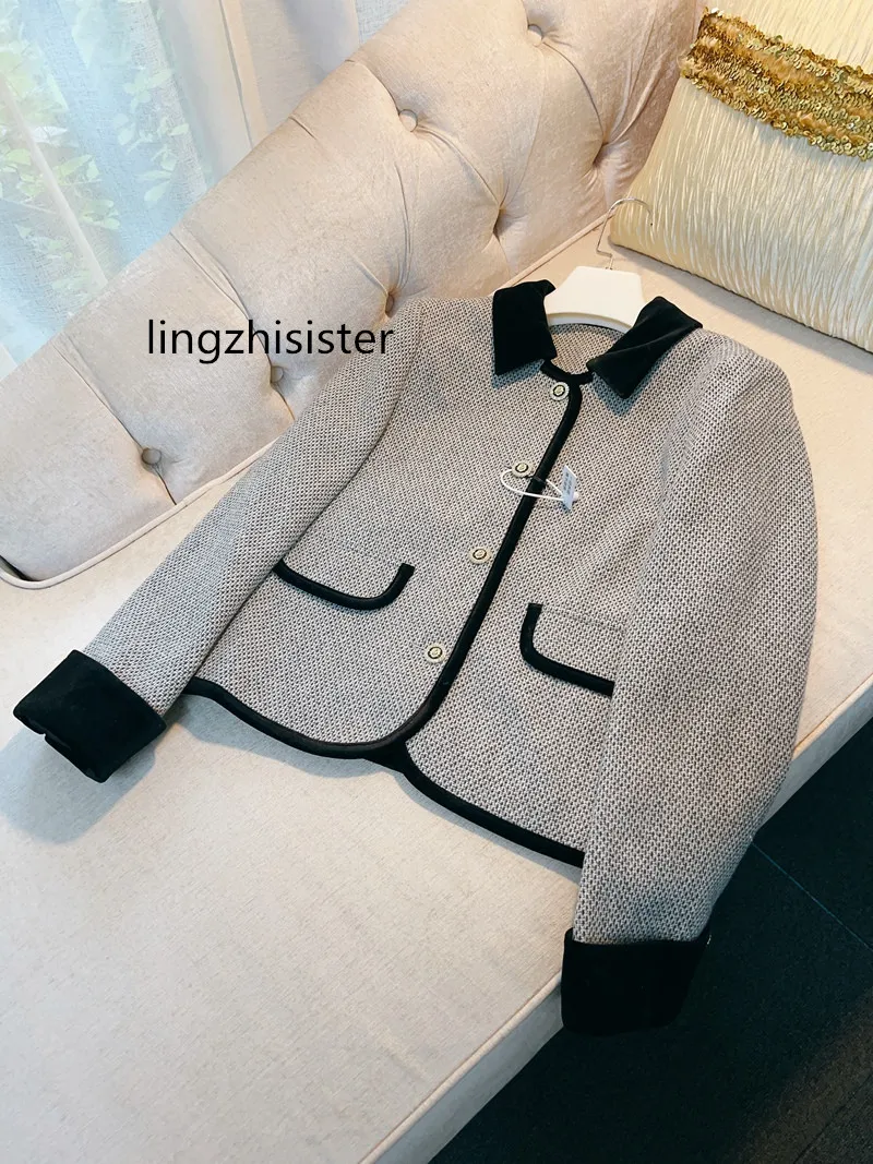 

Women Wool Coat French Vintage Elegant Top Quality Ladies Turn-Down Collar Autumn Female Outerwear New Arrive