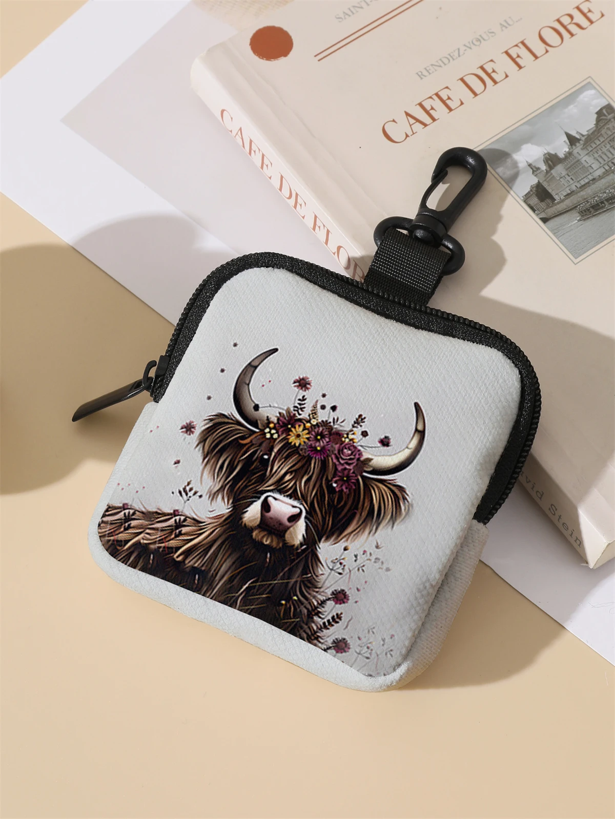 A large capacity coin wallet with a cow pattern, a digital printed coin wallet, and a storage bag are ideal choices for GIFs