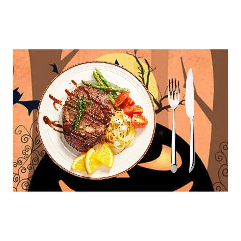 

Halloween Dish Drying Mat 12x18 Inches Orange Halloween Place Mats Dining Place Mat Halloween Kitchen Mat Heat-Resistant